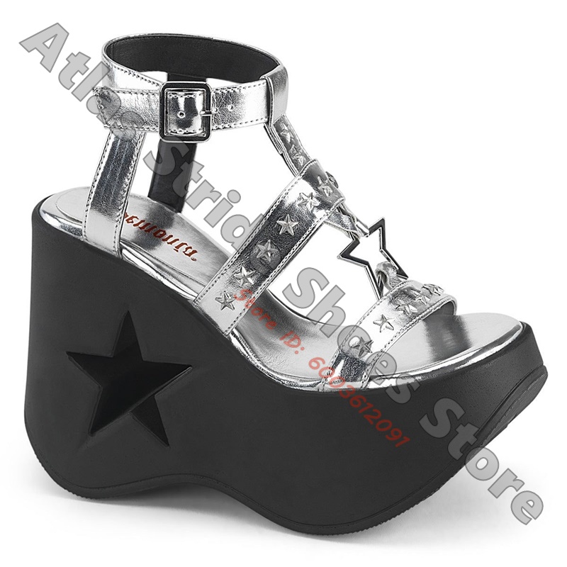 Women'S Shoes Vegan - Star Cutout Platform Wedge Ankle Boots