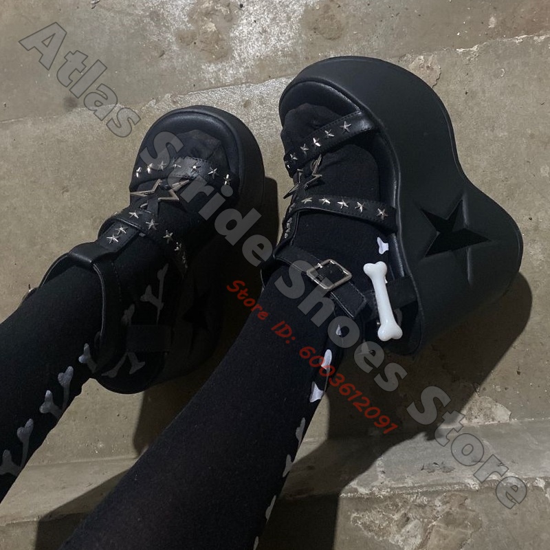 Star Cutout Platform Wedge Ank - Women'S Shoes Vegan ulasan dan harga