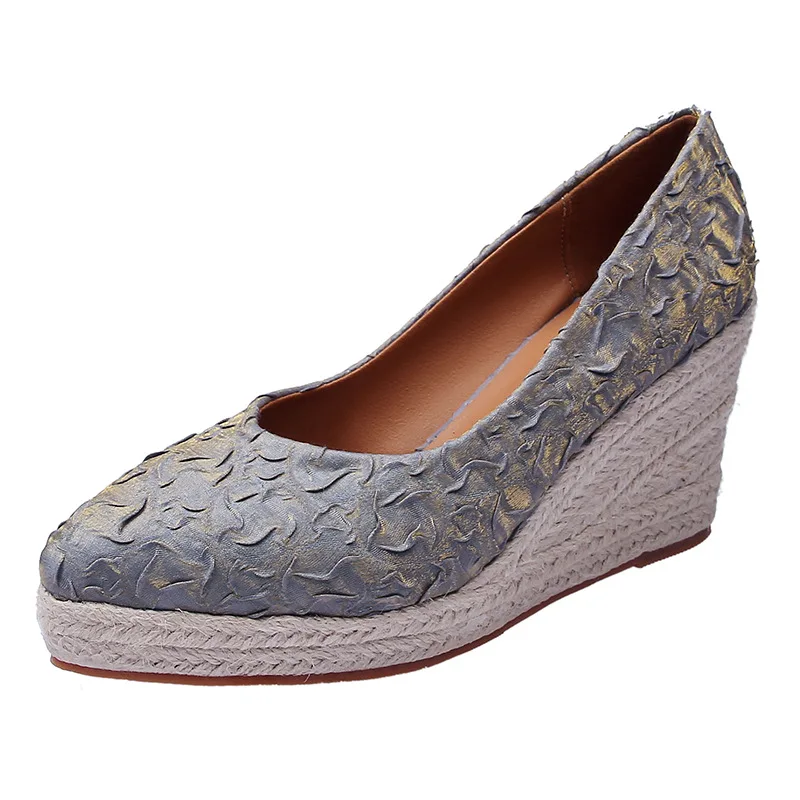 8cm Size 34-42 Breathable Comf - Espadrille Wedge Shoes ulasan dan harga