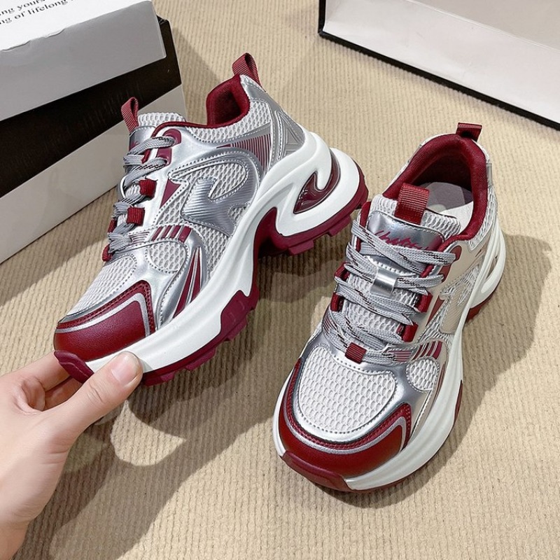 Women Platform Chunky Sneakers - Women'S Shoes Burgundy ulasan dan harga