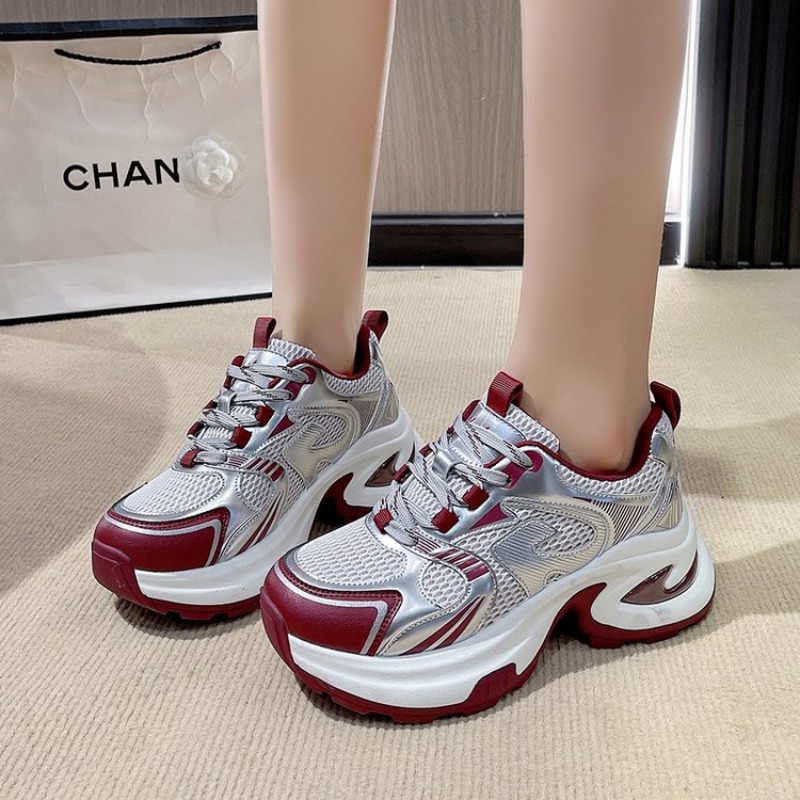 Women Platform Chunky Sneakers - Women'S Shoes Burgundy ulasan dan harga