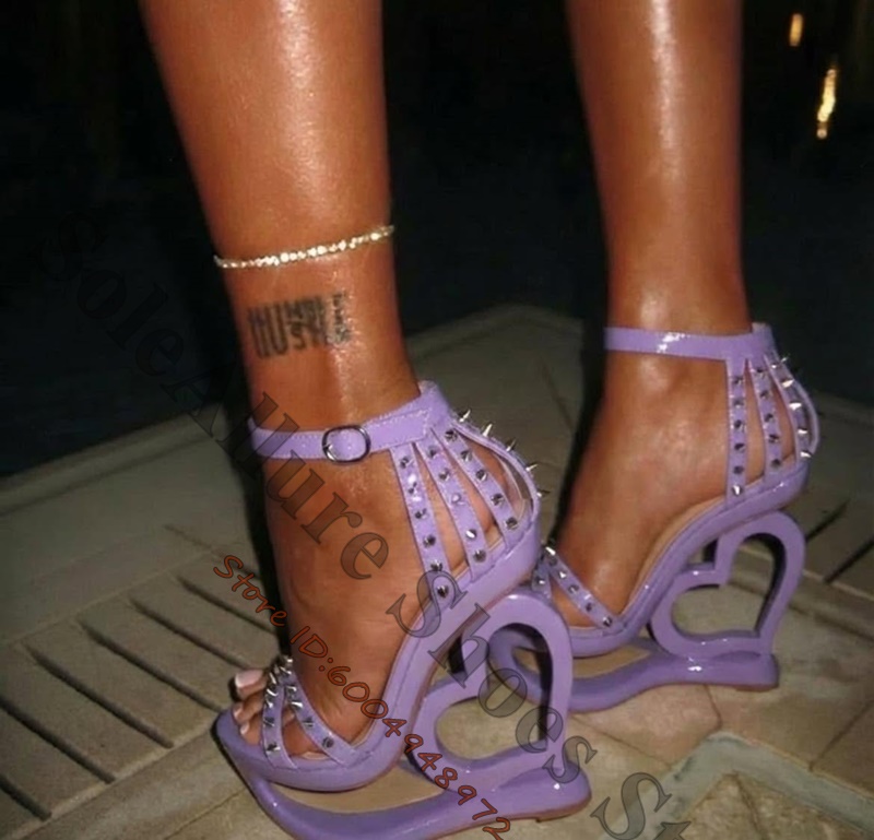 Hot Pink Spike Stud Caged Hear - Women Shoes Wedges ulasan dan harga