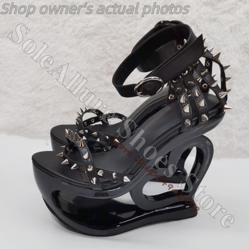 Hot Pink Spike Stud Caged Hear - Women Shoes Wedges ulasan dan harga