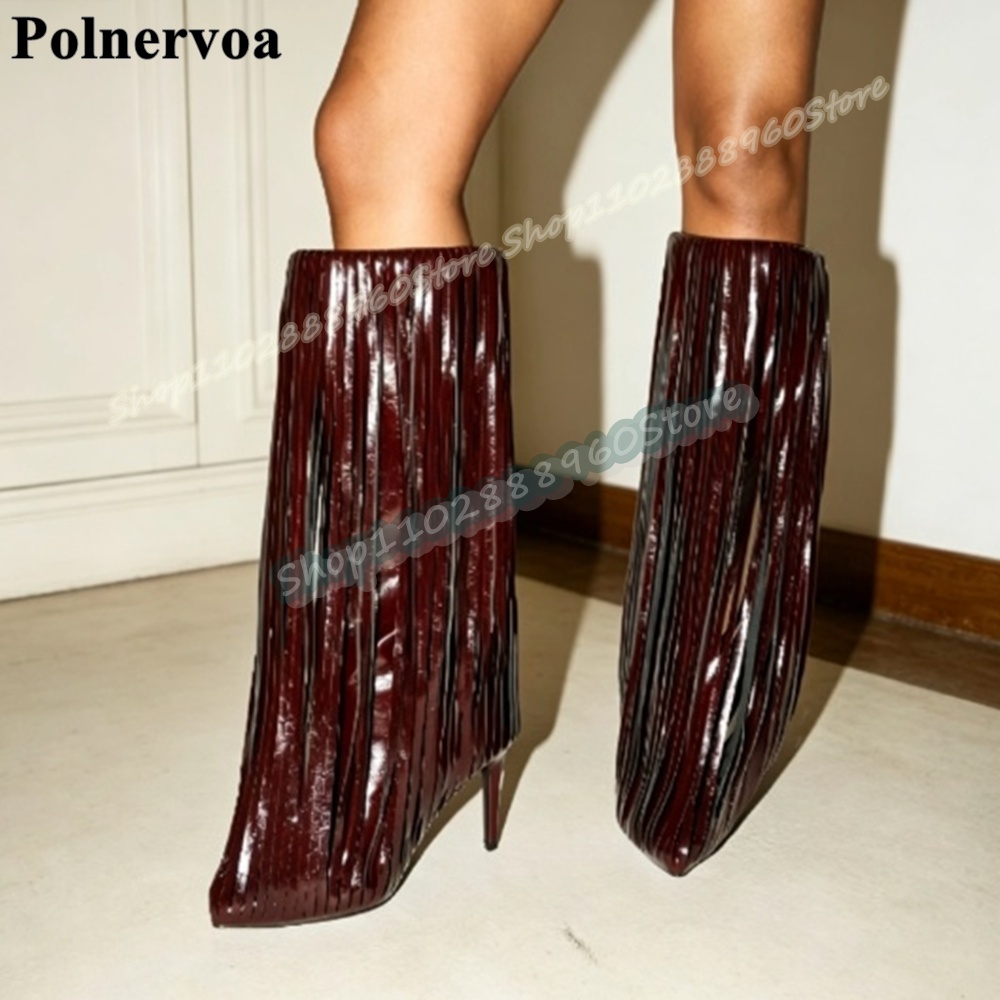 Big Size Knee High Burgundy Ta - Women'S Shoes Burgundy ulasan dan harga
