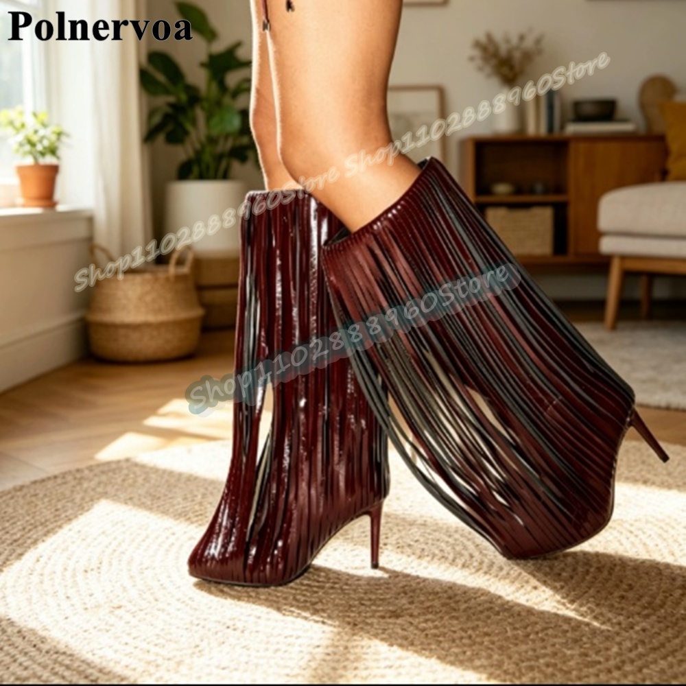 Big Size Knee High Burgundy Ta - Women'S Shoes Burgundy ulasan dan harga
