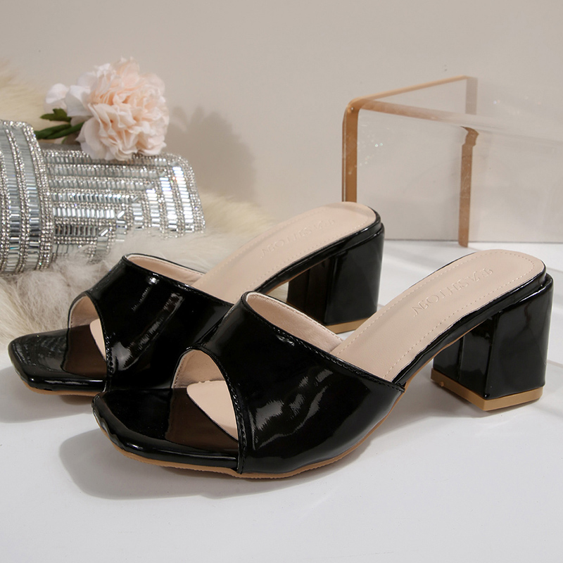 Patent Leather Black High Heel - Women'S Shoes Peep Toe ulasan dan harga